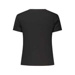 Schwarzes Damen-T-Shirt aus Baumwolle