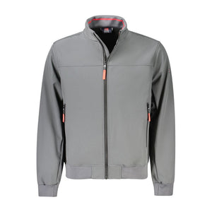 Gray Polyester Men Jacket
