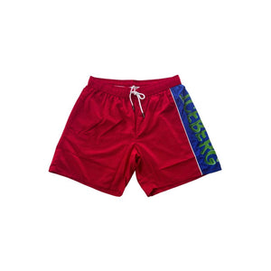 Rote Polyester-Badeshorts für Herren