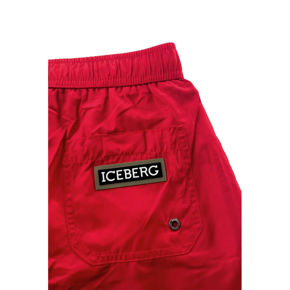 Rote Polyester-Badeshorts für Herren