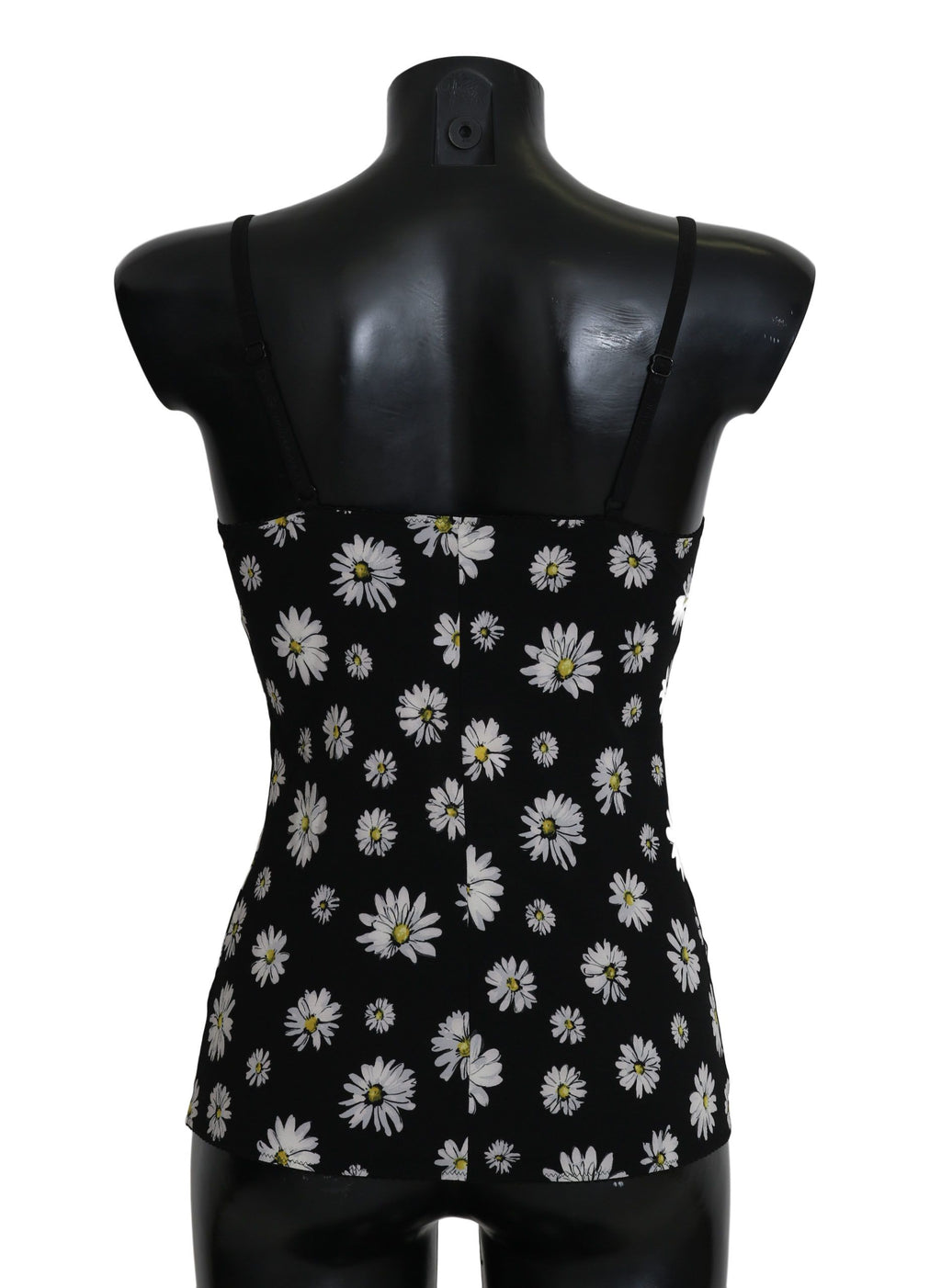 Schwarzes Dessous-Chemisole-Kleid mit Gänseblümchen-Print
