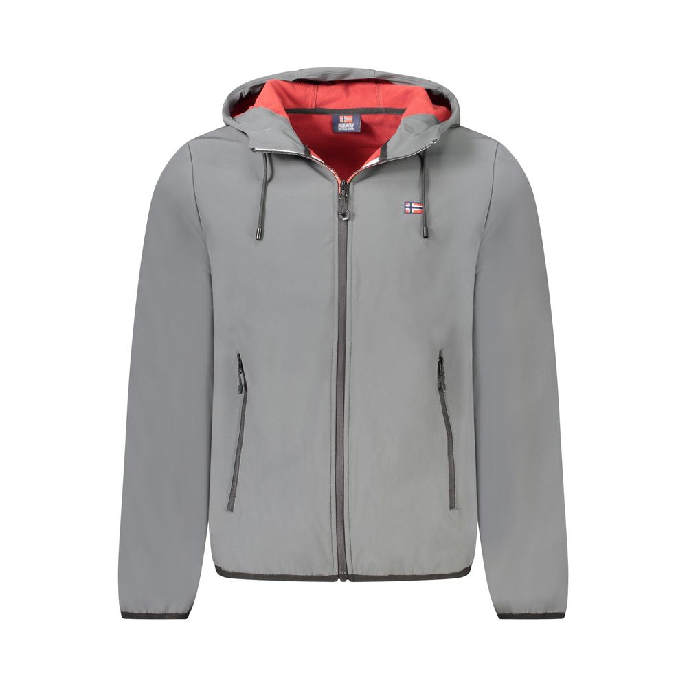 Graue Polyester-Kapuzenjacke für Herren