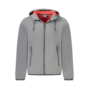 Graue Polyester-Kapuzenjacke für Herren