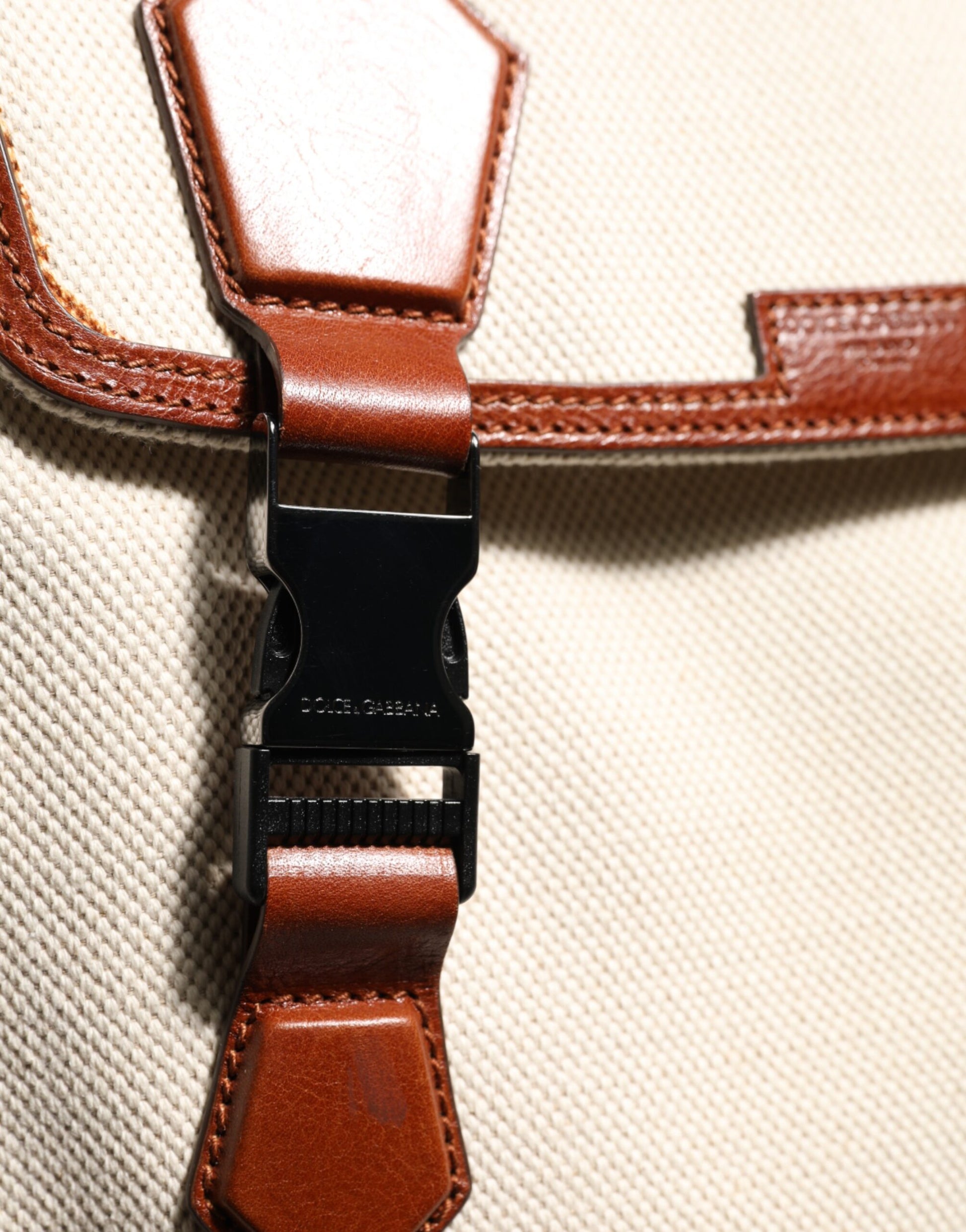 Dolce & Gabbana Beige Brown Canvas Leather EDGE Travel Men Back Pack Bag
