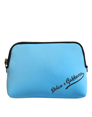 Dolce & Gabbana Blue Nylon DG Logo Print Clutch Zip Pouch Bag