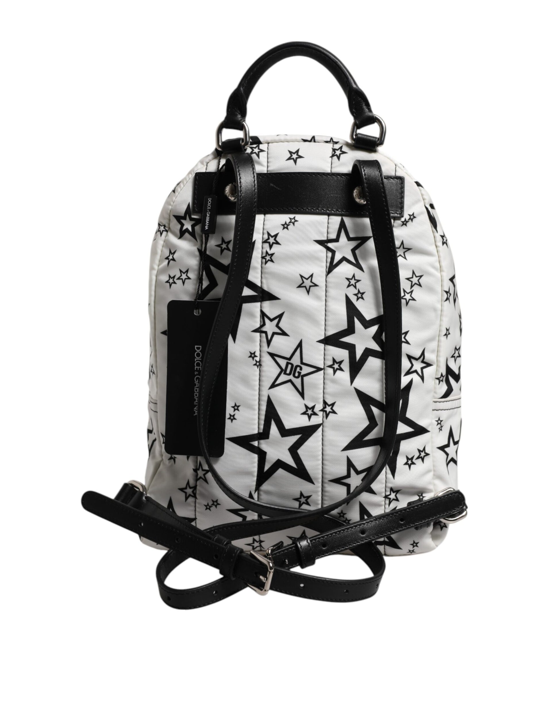 Dolce & Gabbana White DG Stars Print Nylon Travel Backpack Bag