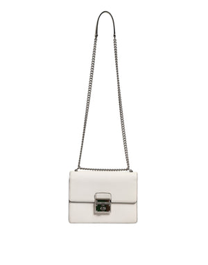 White Rosalia Small Calfskin Chain Shoulder Strap Bag