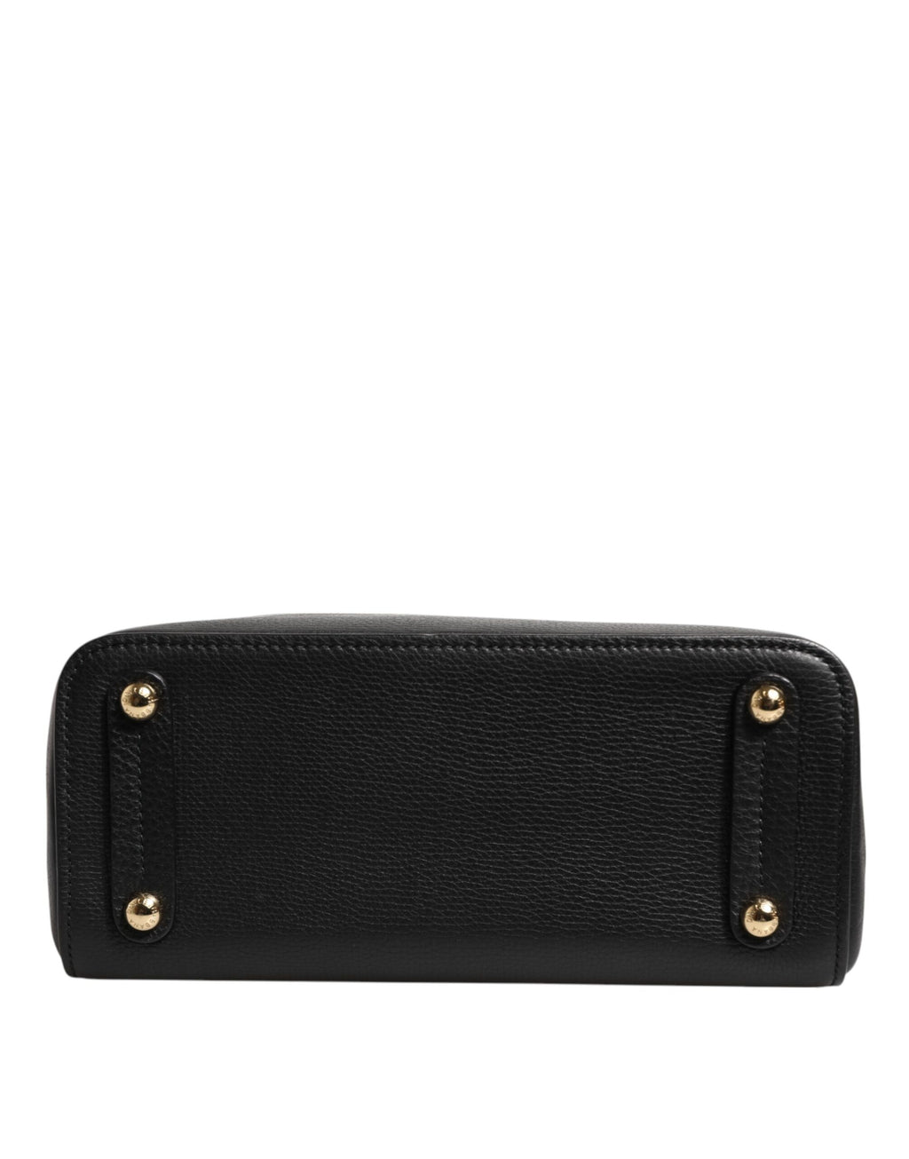 Black Calf Leather Logo Plaque Shoulder Tote Bag