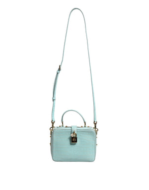 Mint Green Embossed Leather Padlock Shoulder Bag