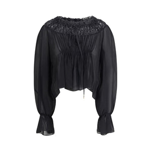 Silk georgette and lace Top