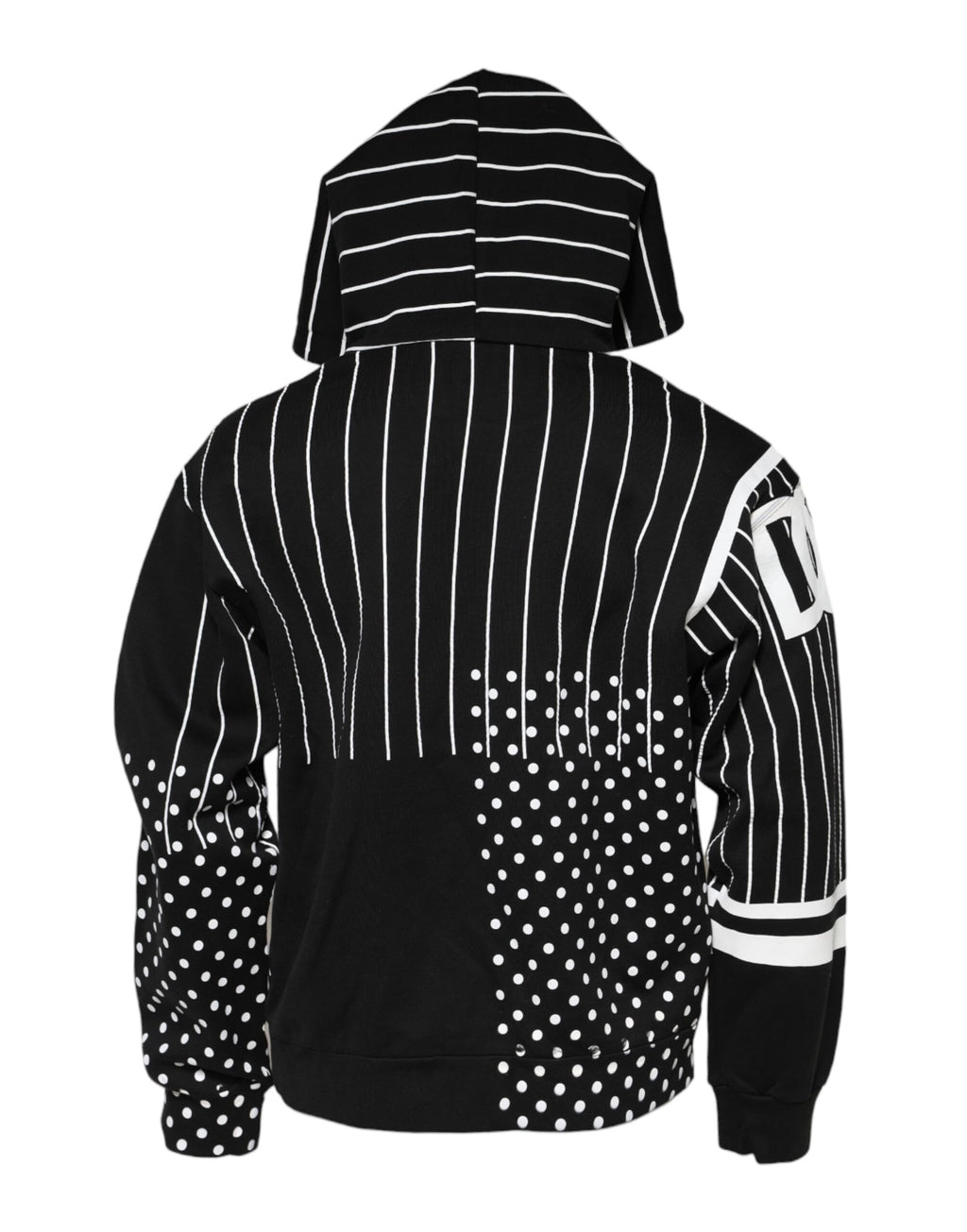 Dolce & Gabbana Black Stripes Hooded Men Sweatshirt Sweater