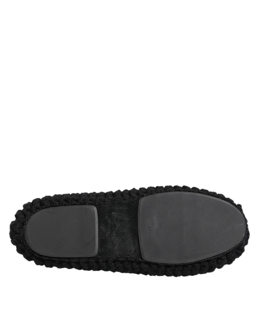 Black Wool Knit Slip On Ballerina Flats Shoes