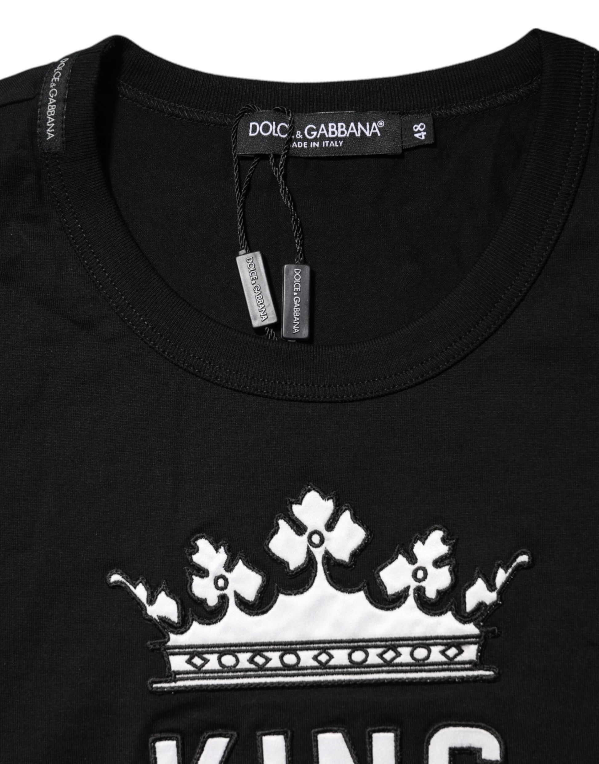 Dolce & Gabbana Black DG King Crown Cotton Crew Neck T-shirt