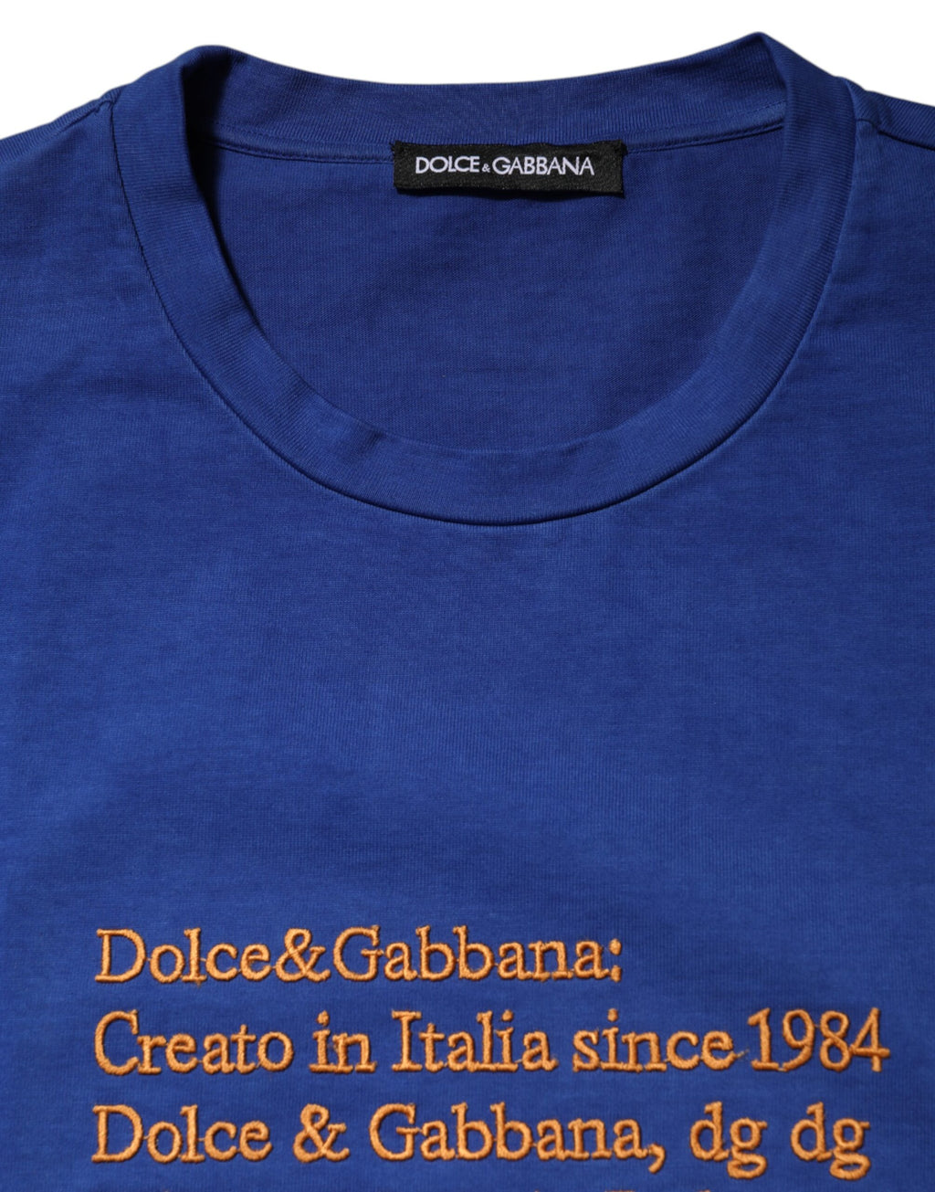 Dolce & Gabbana Blue Logo Graphic Cotton Crew Neck T-shirt