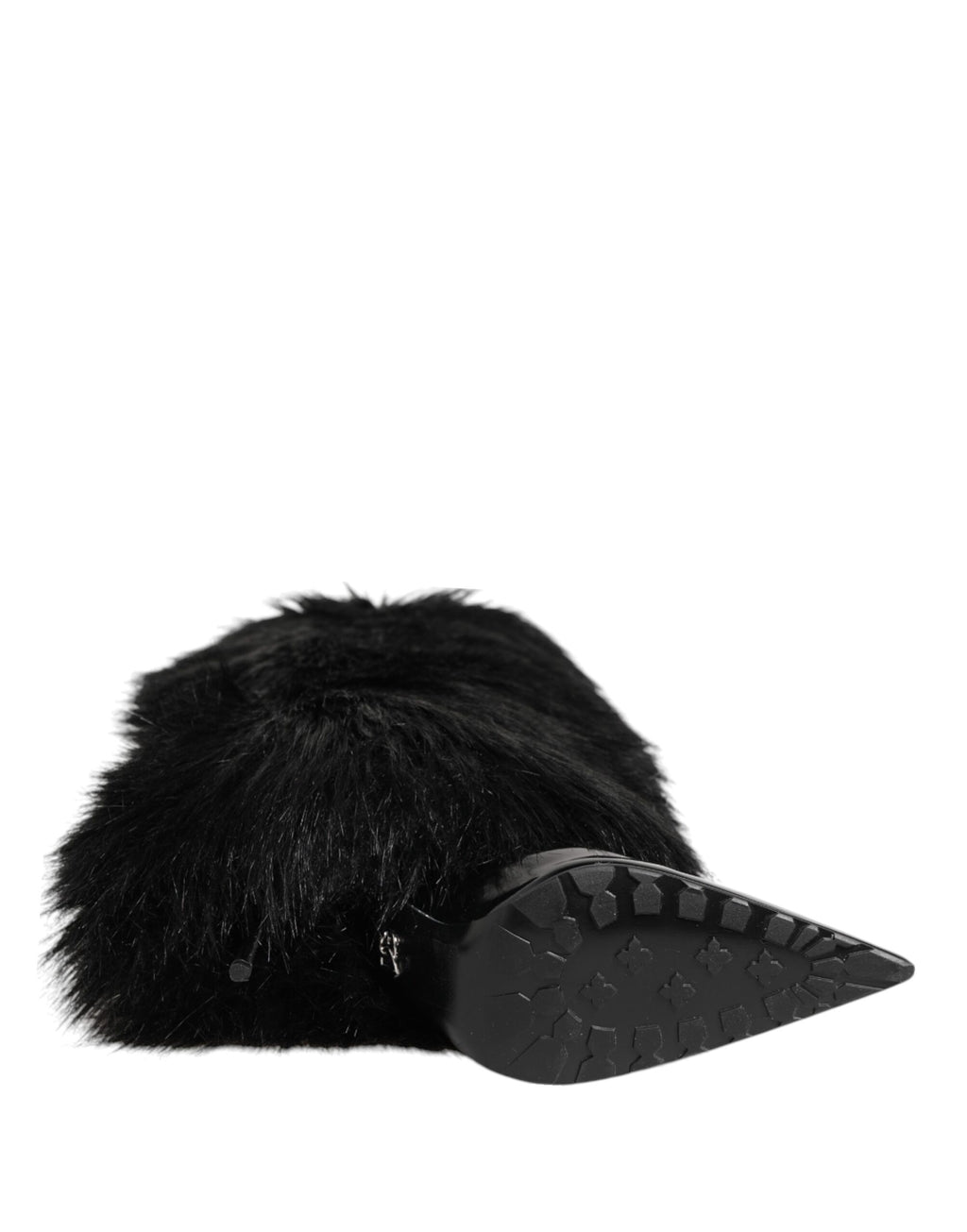 Black Faux Fur Pointed Knee High Stiletto Boots Shoes