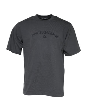 Dolce & Gabbana Gray Logo Graphic Cotton Crew Neck T-shirt