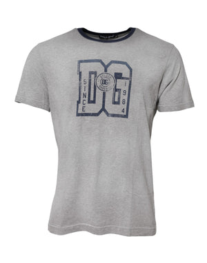 Dolce & Gabbana Gray DG Graphic Print Cotton Crewneck T-shirt