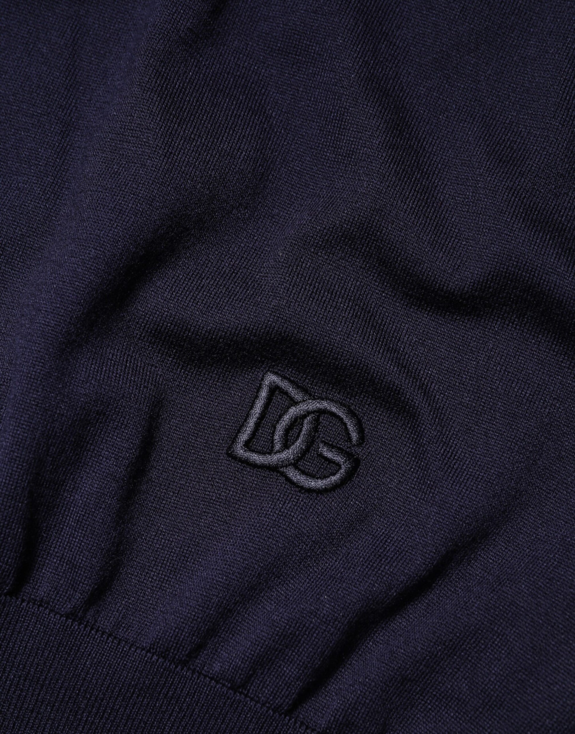 Dolce & Gabbana Dark Blue Silk Crew Neck Short Sleeves T-shirt