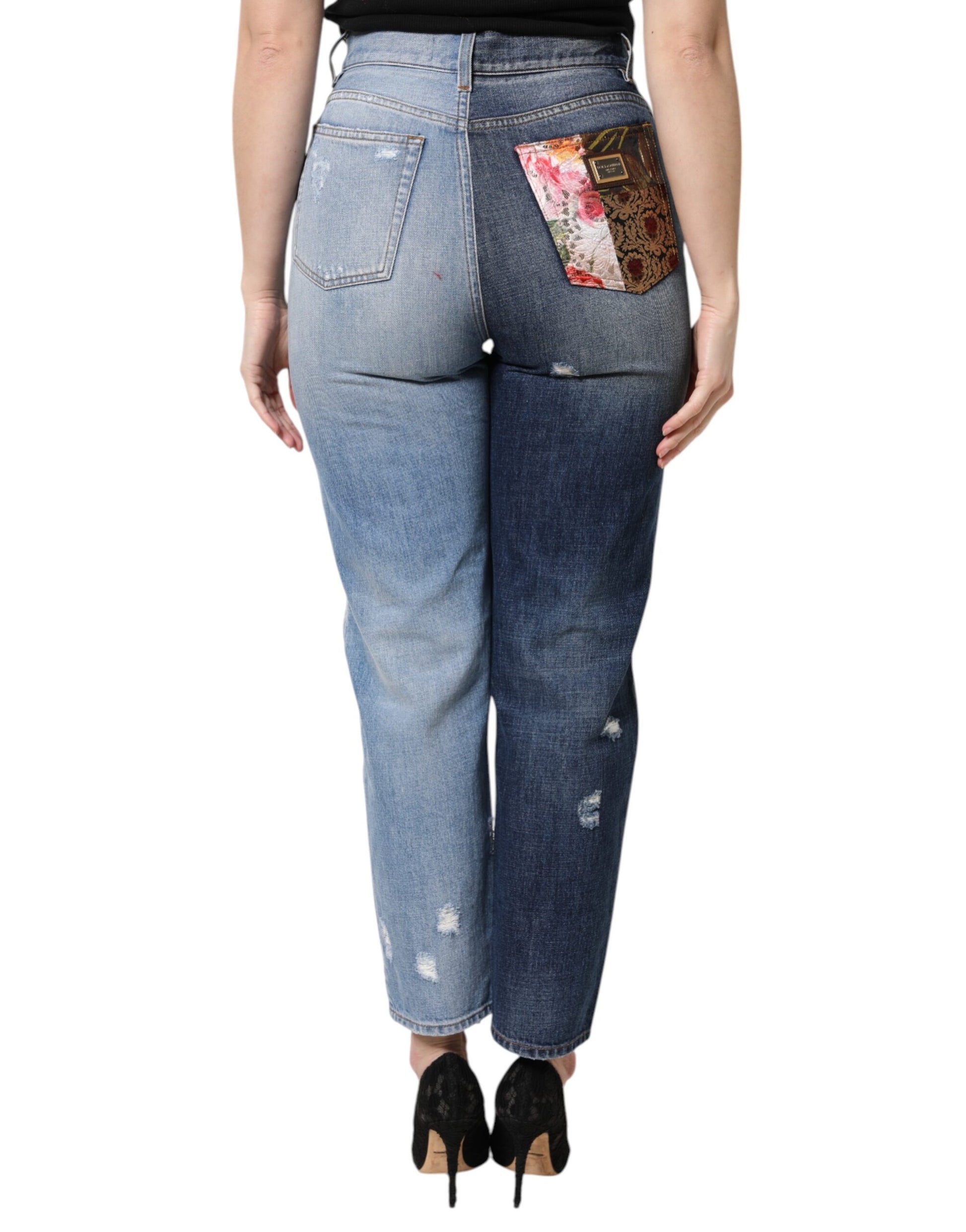 Dolce & Gabbana Multicolor Patchwork Tapered Denim Jeans