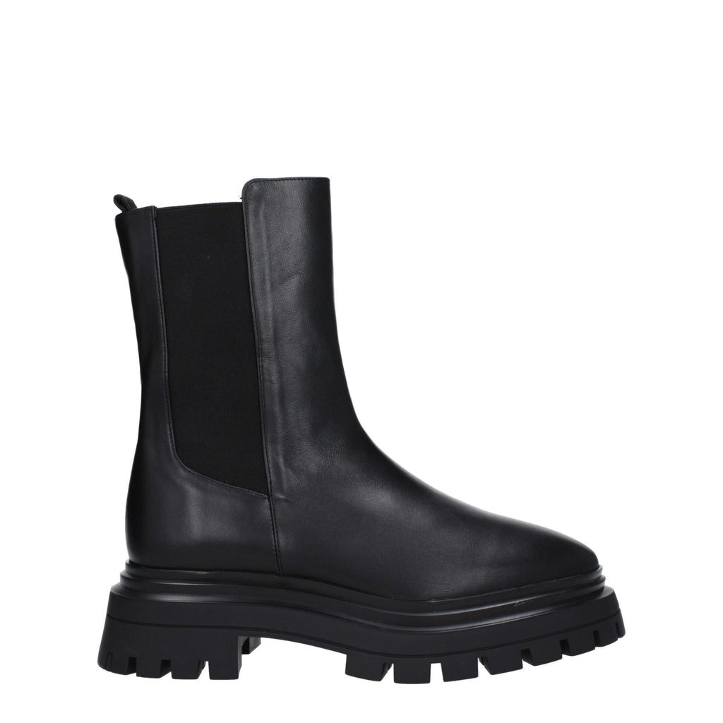 Black Leather Ankle Boots