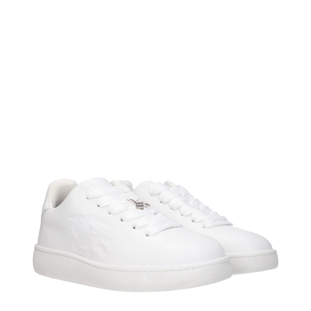 Burberry White Leather Low Top Sneakers