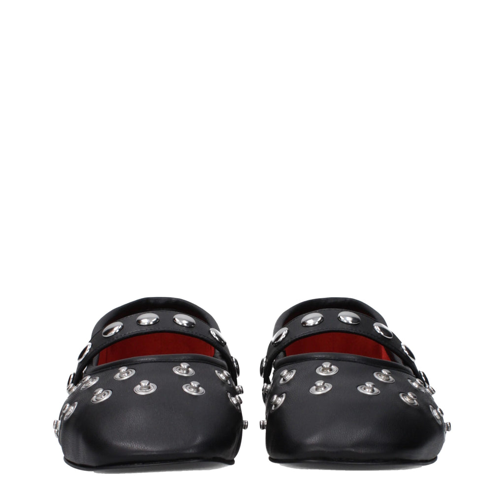 Black Leather Ballet Flats
