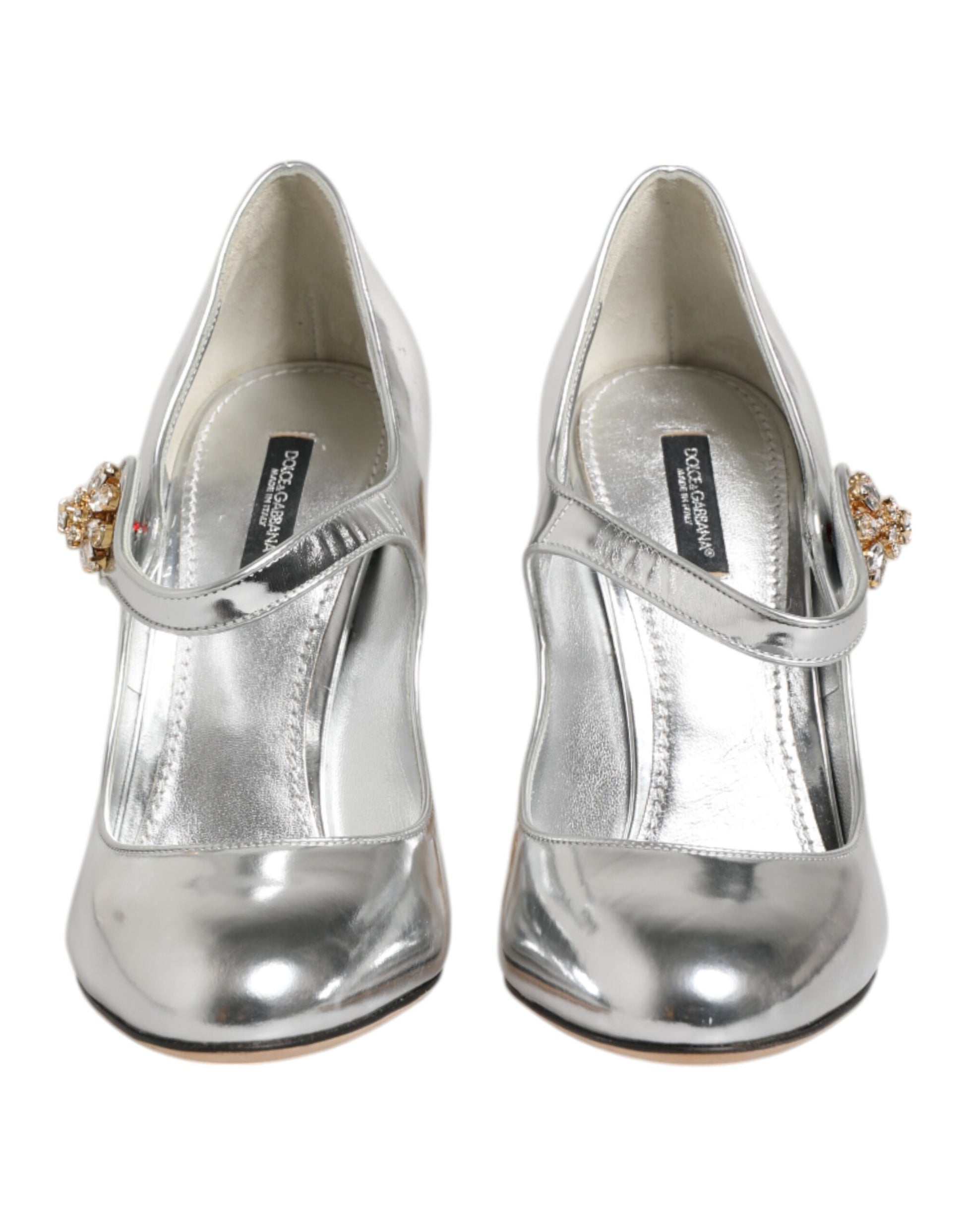 Dolce & Gabbana Silver Chandelier Sculpted Heel Mary Jane Pump Shoes