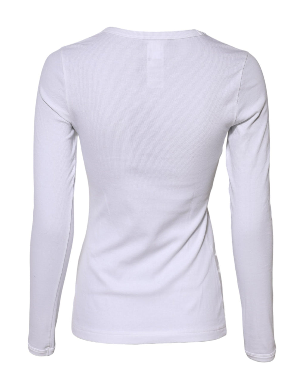 Dolce & Gabbana White Cotton Knit Round Neck Long Sleeves T-shirt