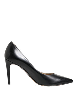 Dolce & Gabbana Black Calf Leather Stiletto Heels Pumps Shoes