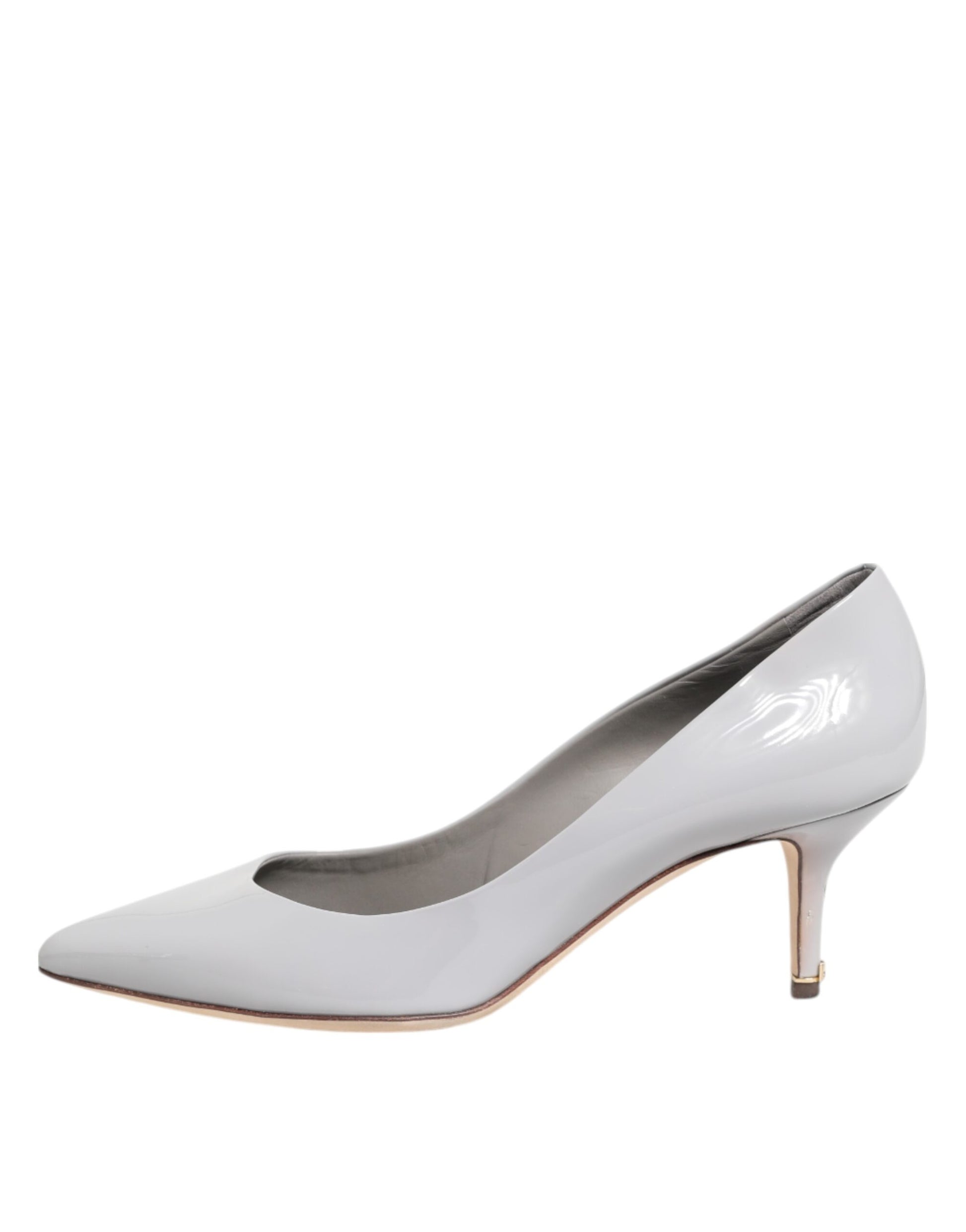 Dolce & Gabbana Light Gray Leather Kitten Heels Pumps Shoes