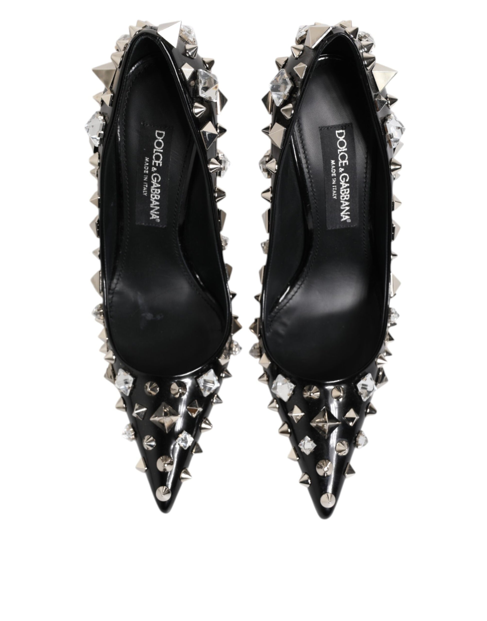 Dolce & Gabbana Black Crystals Studs Stiletto Pumps Shoes
