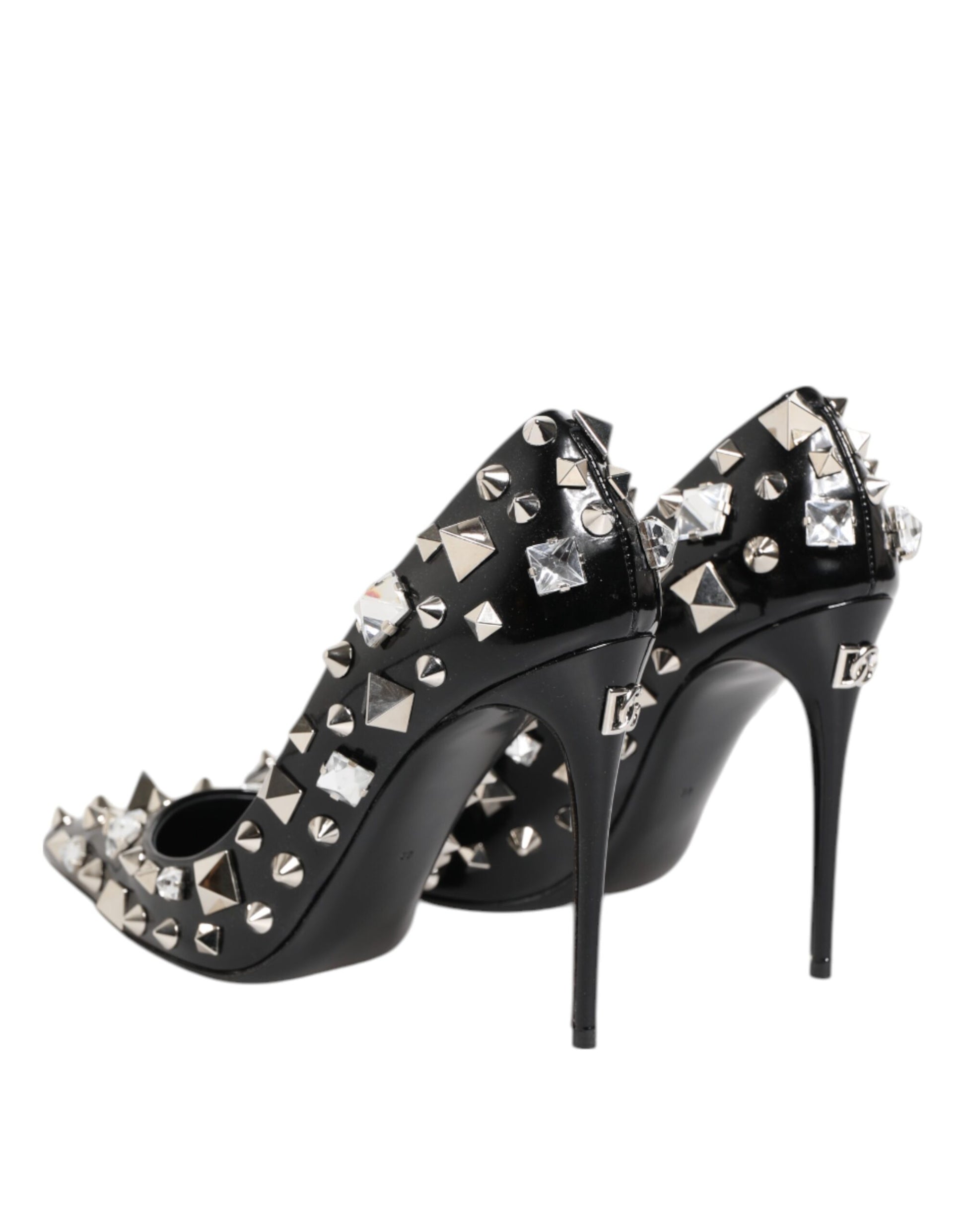 Dolce & Gabbana Black Crystals Studs Stiletto Pumps Shoes