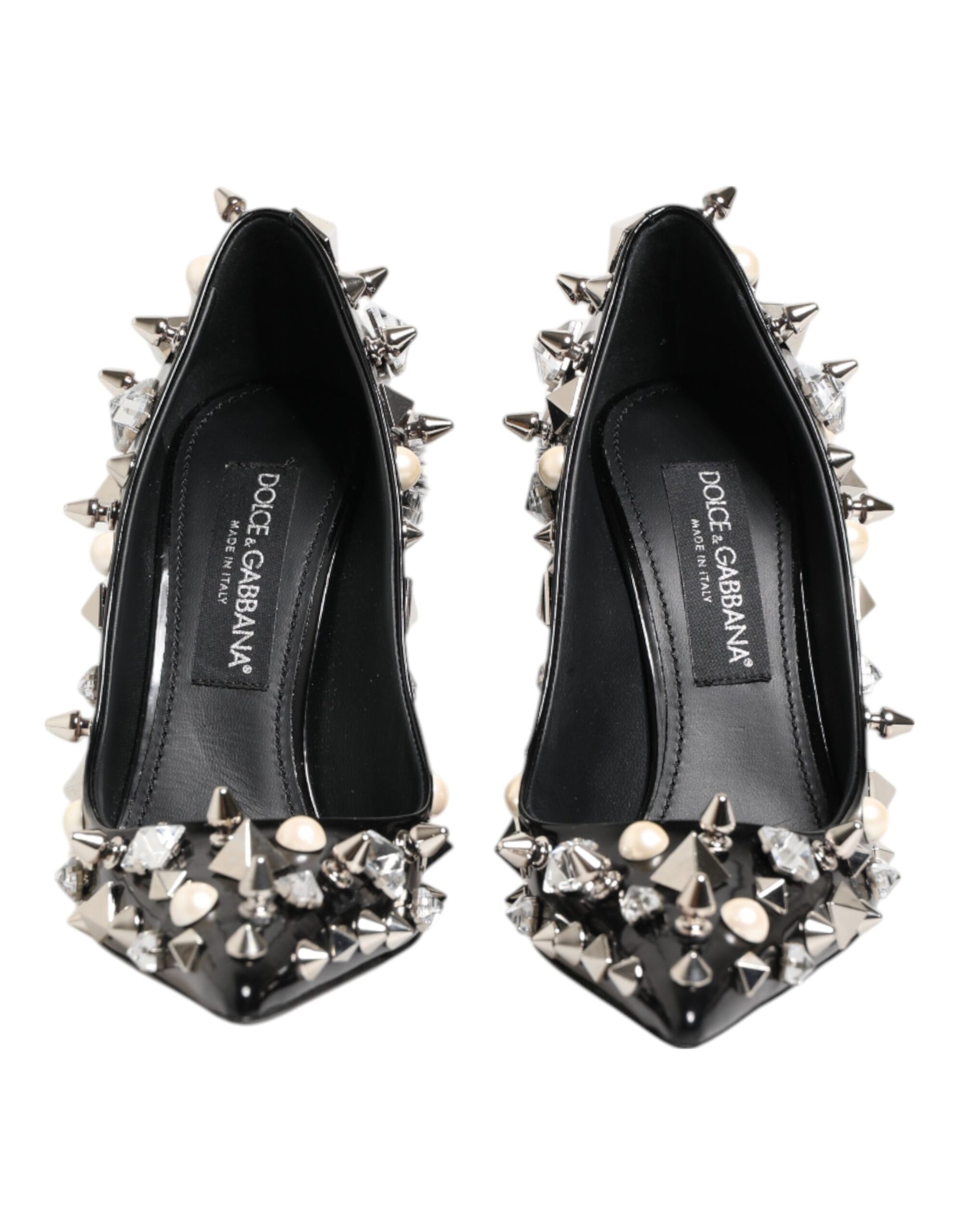 Dolce & Gabbana Black Crystals Studs Stiletto Pumps Shoes