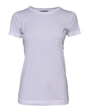 White Cotton Crew Neck Short Sleeves T-shirt