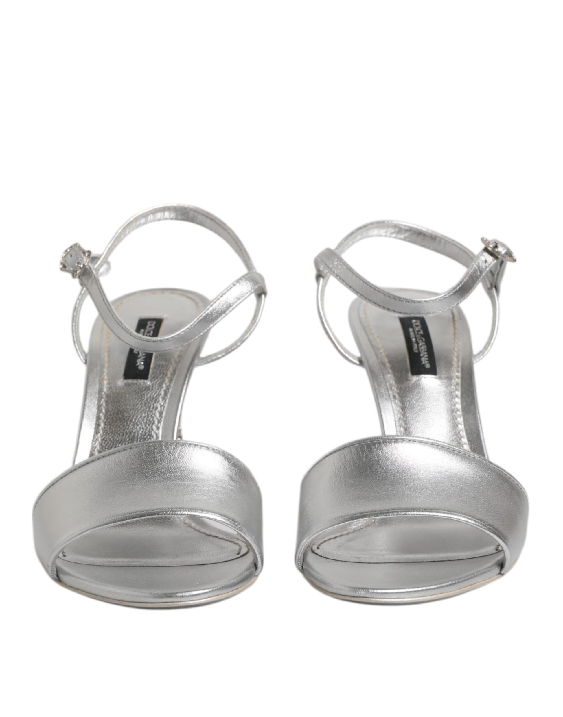 Dolce & Gabbana Silver KEIRA Heels Ankle Strap Sandals Shoes