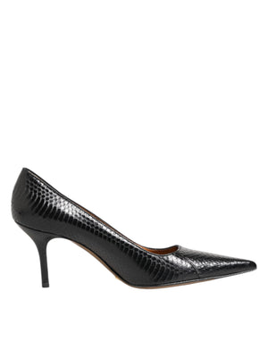 Black Exotic Leather Stiletto Pumps Shoes