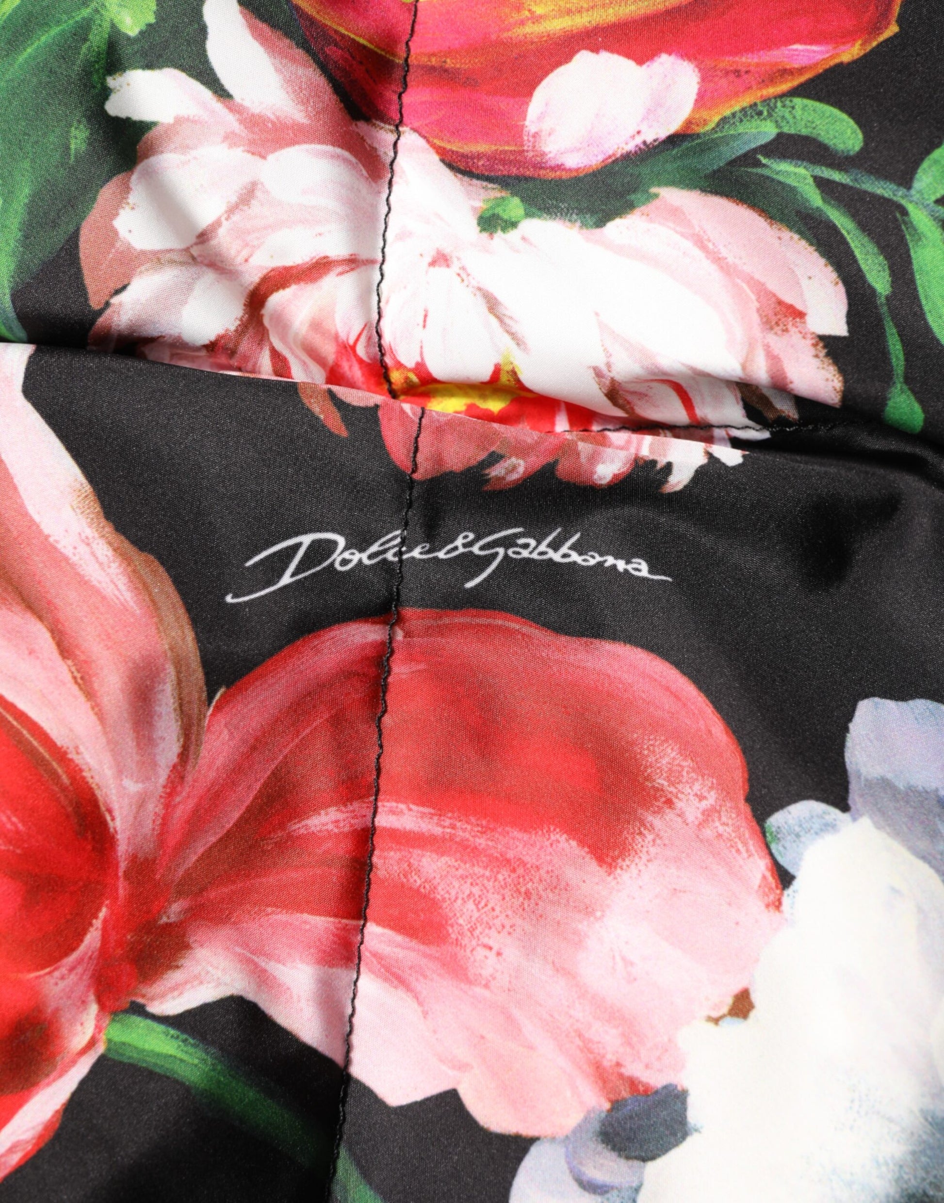 Dolce & Gabbana Multicolor Floral Hooded Puffer Coat Jacket