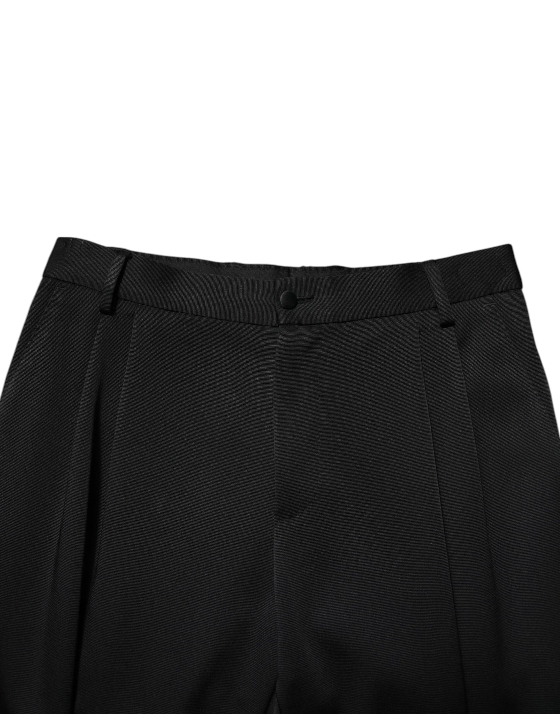Dolce & Gabbana Black Acetate HighWaist Tapered Trouser Pants