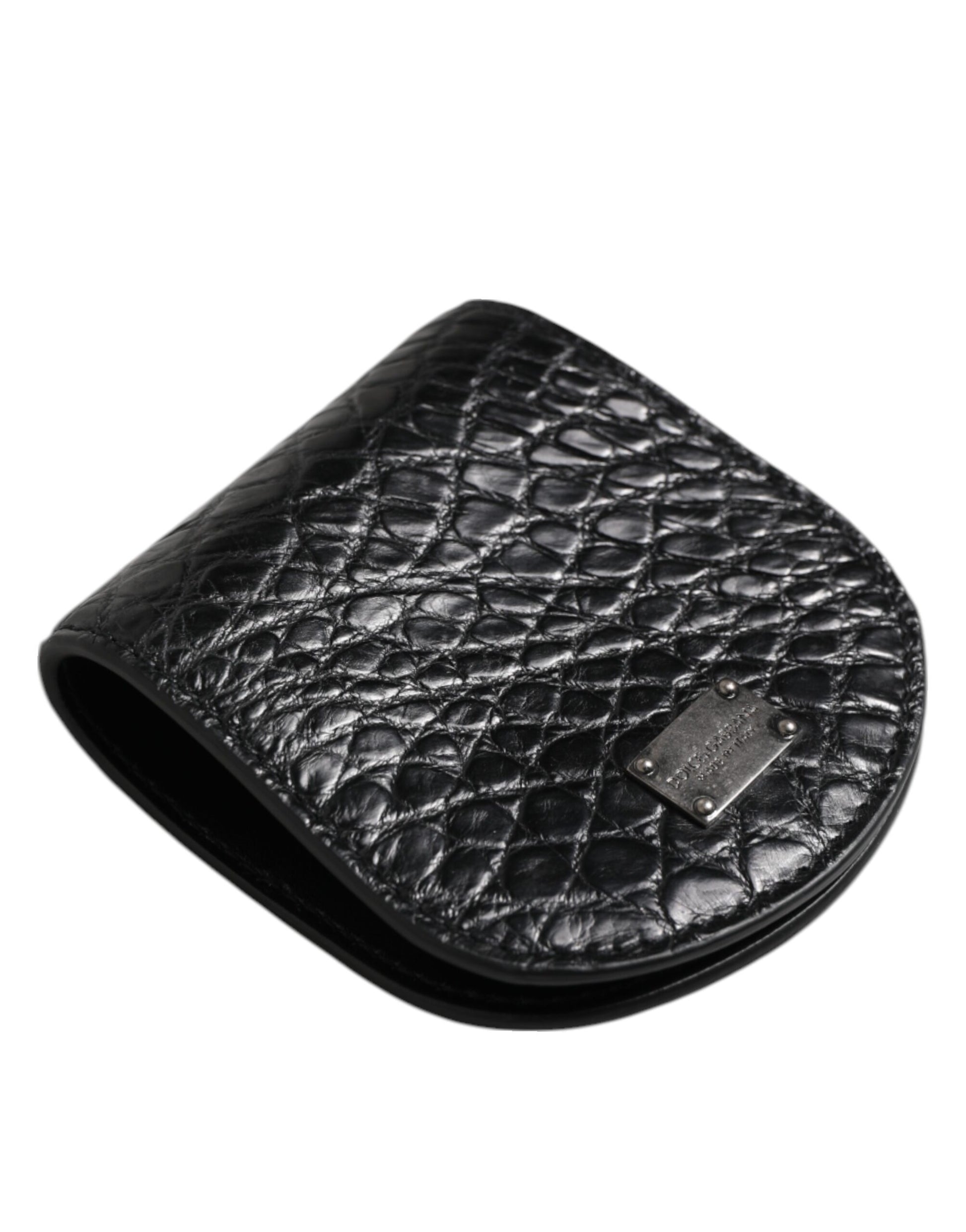 Dolce & Gabbana Black Exotic Skin Coin Condom Case Holder Pocket Wallet