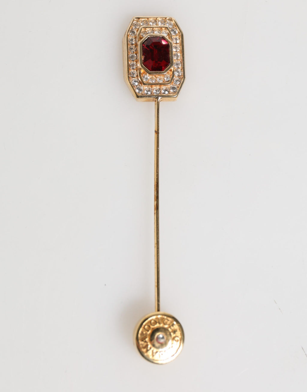 Rhinestone Embellished Sterling Silver Collar Brooch Pin