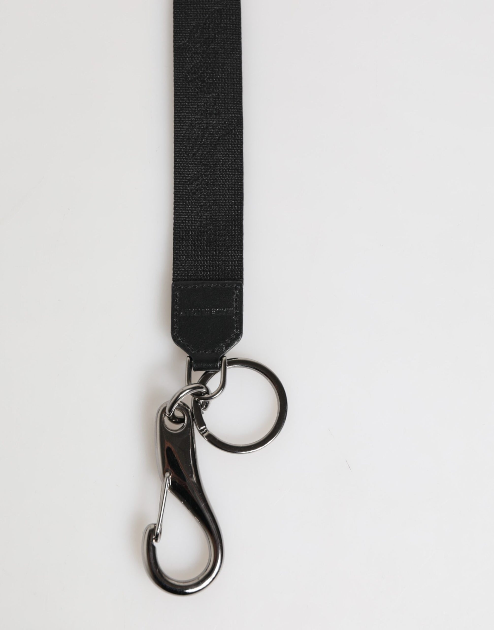 Dolce & Gabbana Black Yellow Polyester DG Logo Silver Keychain Keyring