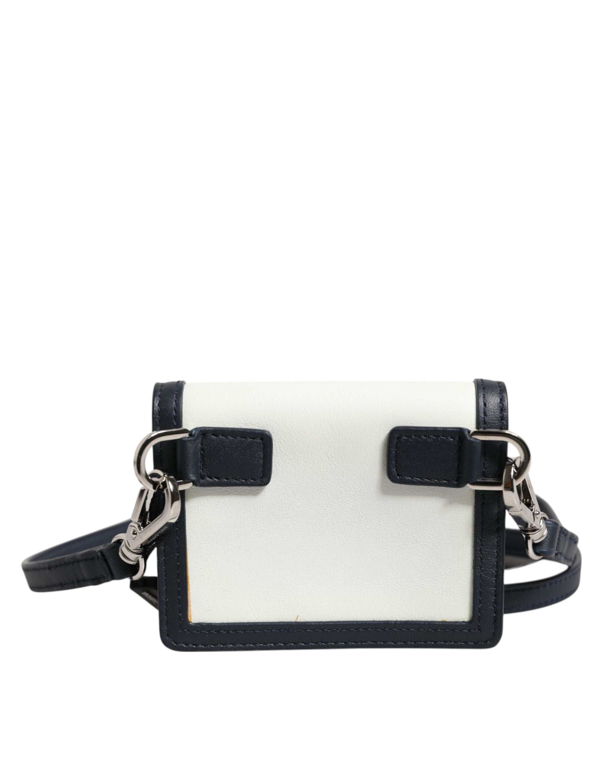 Dolce & Gabbana Beige Black Leather Card Holder Crossbody Men Borse Bag