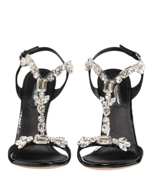 Dolce & Gabbana Black Keira Crystals Heels Sandals Shoes