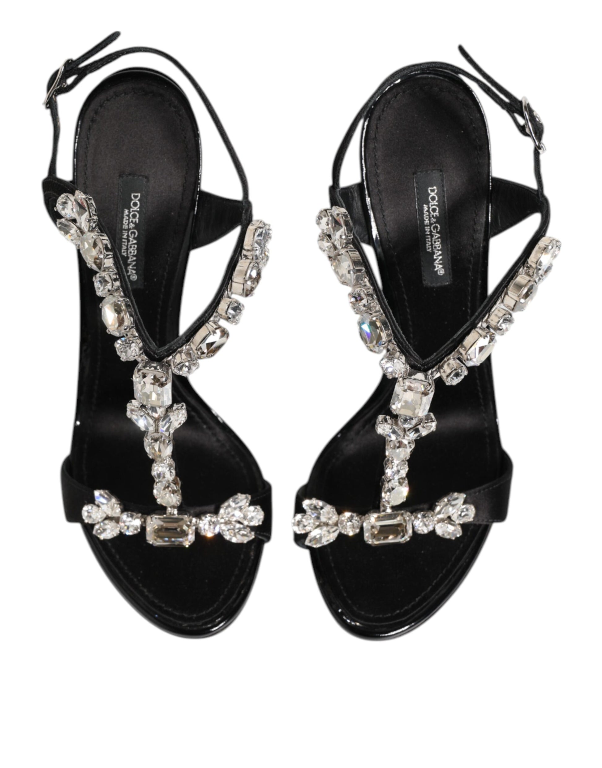 Dolce & Gabbana Black Keira Crystals Heels Sandals Shoes