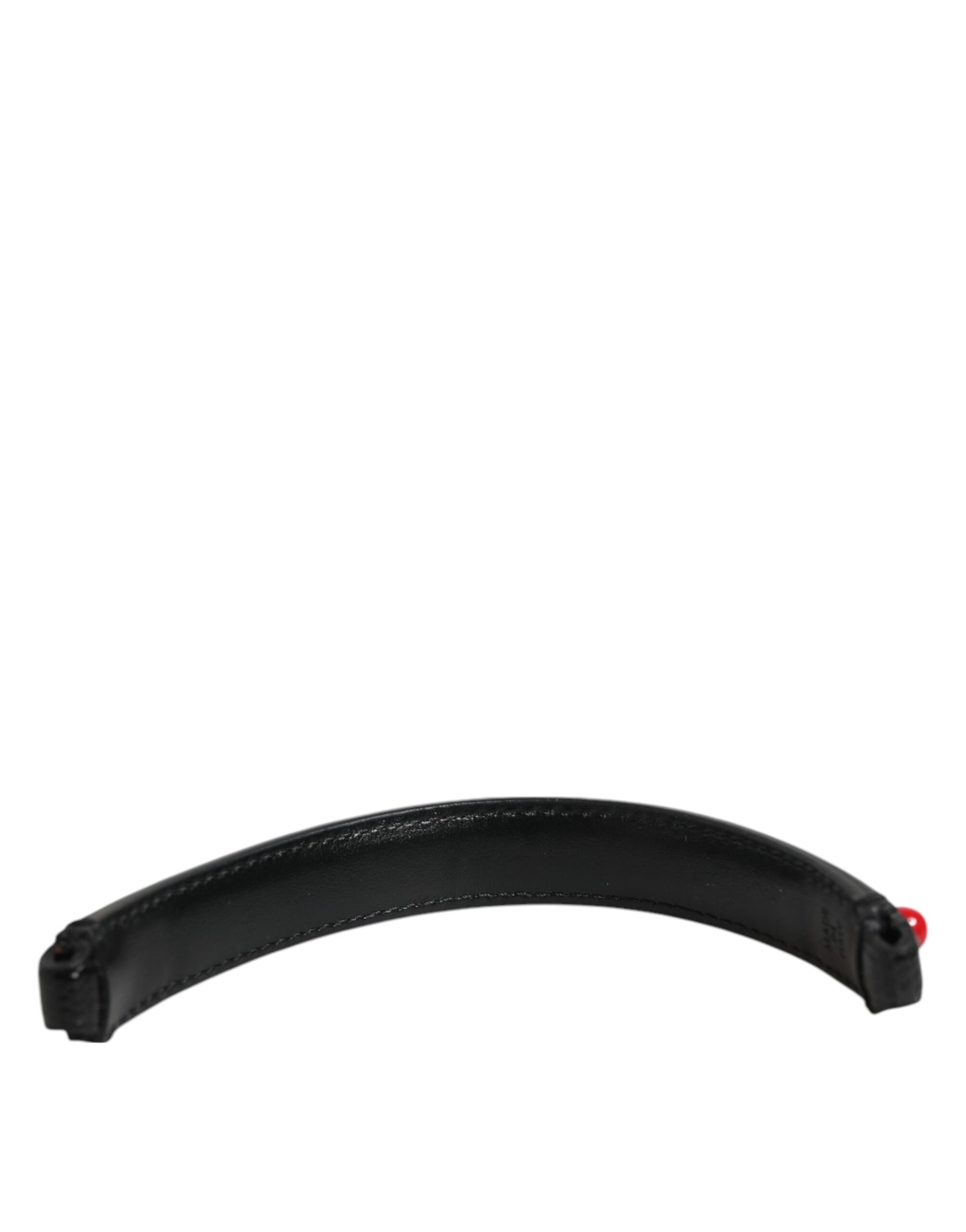 Dolce & Gabbana Black Embellished Leather Bag Handle Women Shoulder Strap