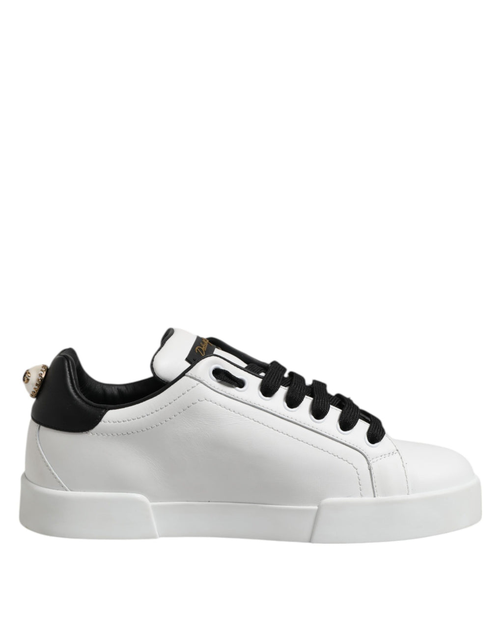 Dolce & Gabbana White Leather Portofino Lace Up Sneakers Shoes