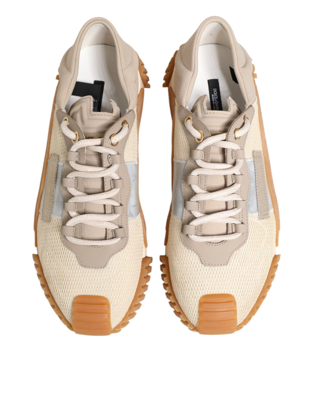 Dolce & Gabbana Beige Lace Up Low Top NS1 Men Sneakers Shoes