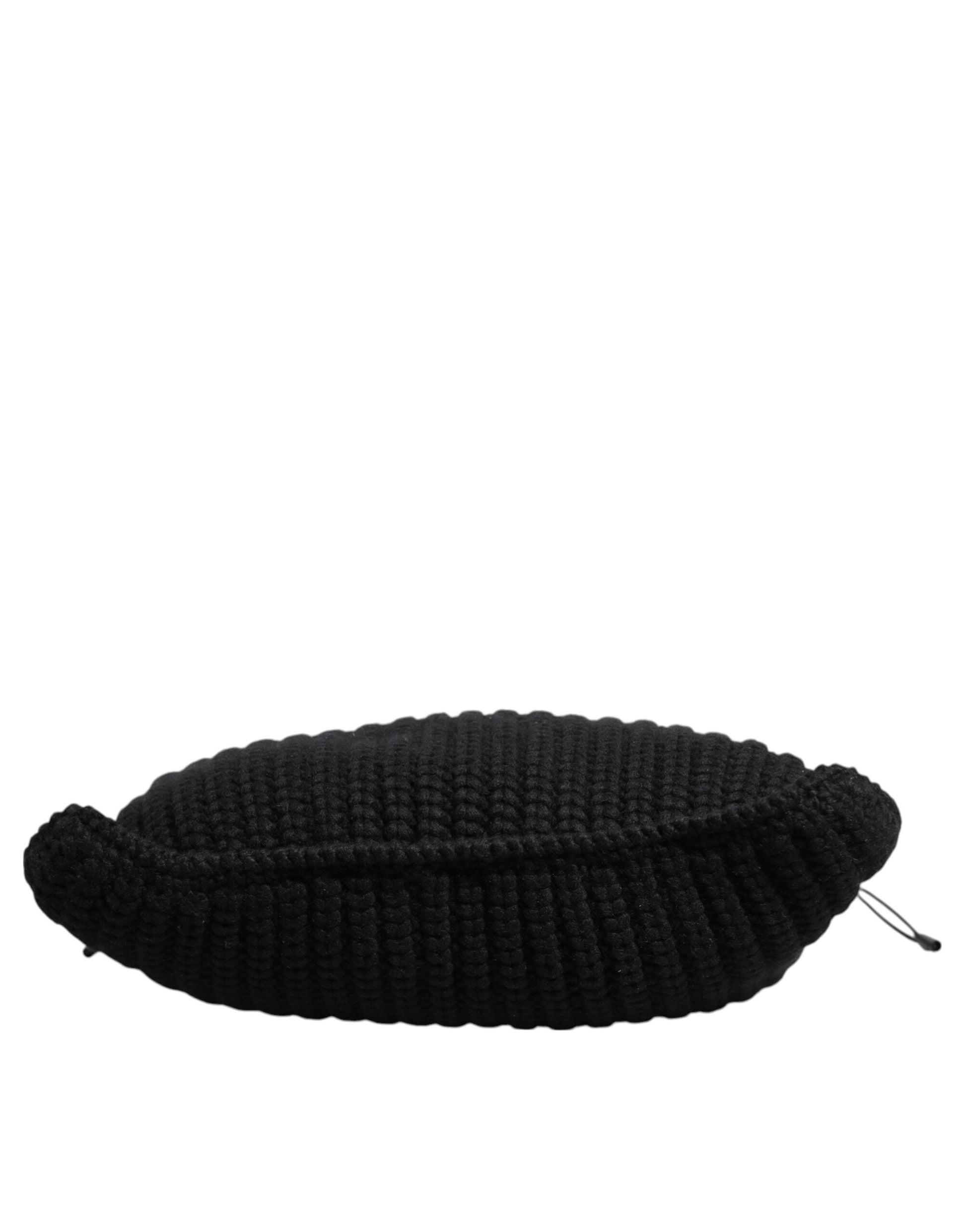 Dolce & Gabbana Black Cashmere Knitted Leather Shoulder Women Borse Bag