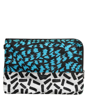 Multicolor Printed Nylon Logo Plaque Men Clutch Pouch Bag