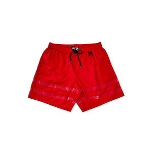 Rote Polyester-Badeshorts für Herren